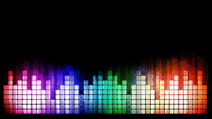 multicolored digital equalizer display, music, DJ, audio spectrum