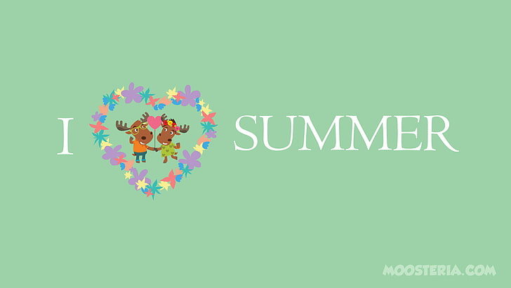heart, moose, moosteria, nature, love, multi colored, text, HD wallpaper