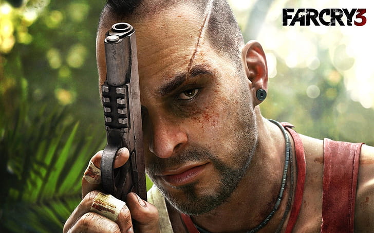 Far Cry 3, farcry 3 illustration, action, guns, blood, game, pistol, HD wallpaper