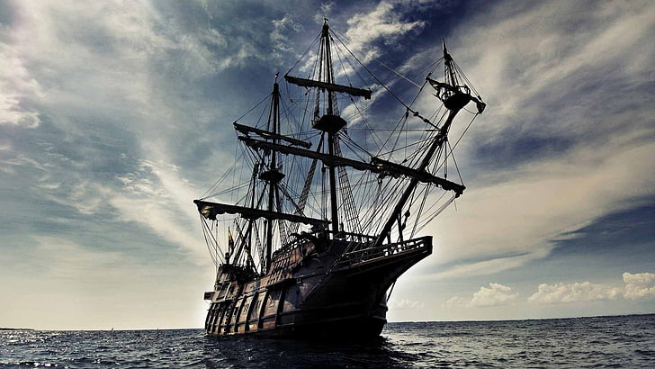 ship, sea, boat, sailing ship, sky, water, cloud - sky, nautical vessel, HD wallpaper