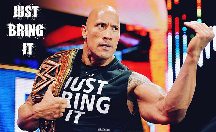 Dwayne Johnson, WWE, wrestling, one person, waist up, front view