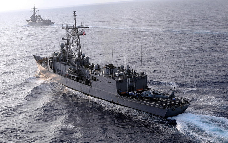 warship, frigates, navy, USS Thach, Oliver Hazard Perry-class frigate, HD wallpaper