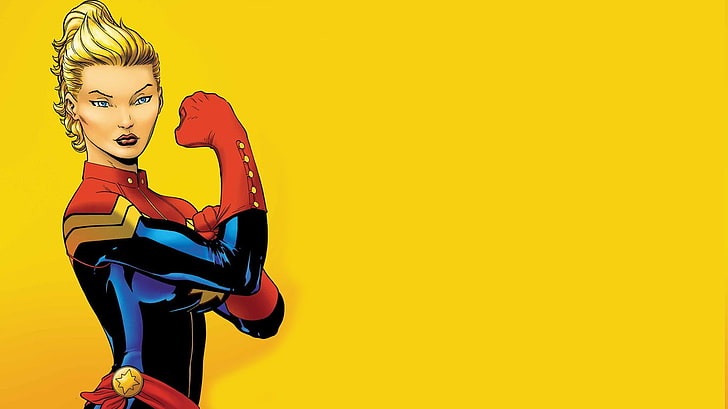 Captain Marvel, Carol Danvers, Marvel Comics, superhero, yellow, HD wallpaper