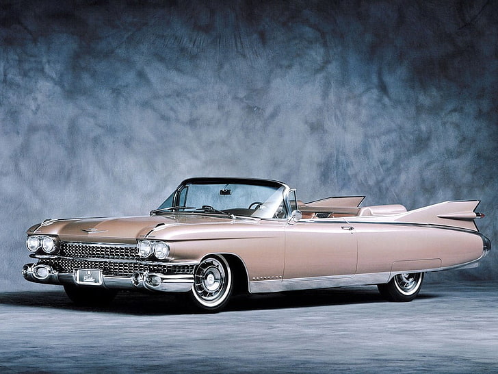 1959 Cadillac Eldorado Biarritz, vintage beige coupe, Cars, mode of transportation, HD wallpaper