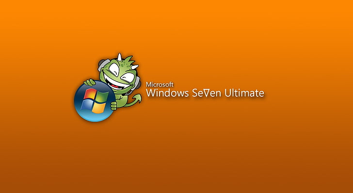 Monster 7, Microsoft Windows 7 Ultimate logo, Windows Seven, Orange