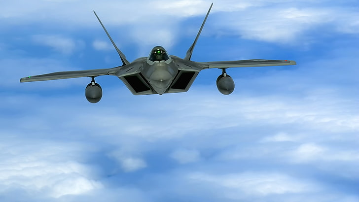 black and gray metal equipment, air force, F-22 Raptor, aircraft, HD wallpaper