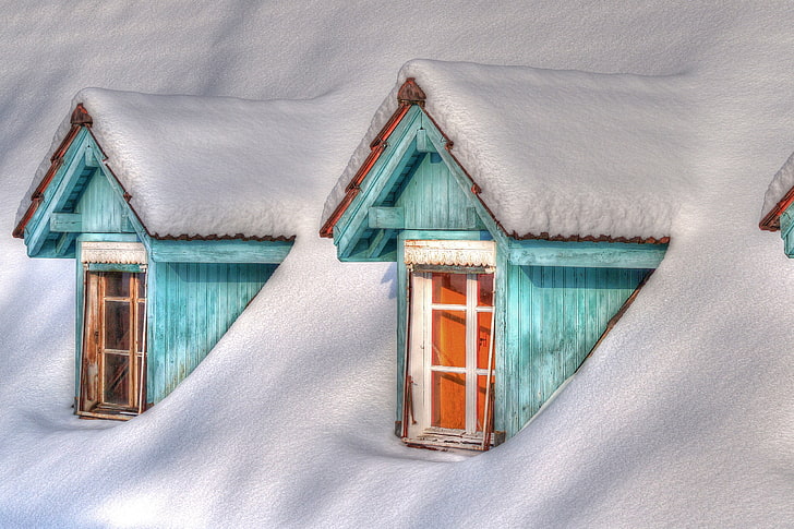 winter, snow, house, built structure, architecture, building exterior, HD wallpaper