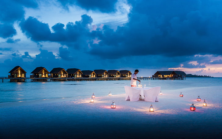Cocoa Island Maldives Candlelit Beach Dinner Romantic Wllpaper Hd 3840×24