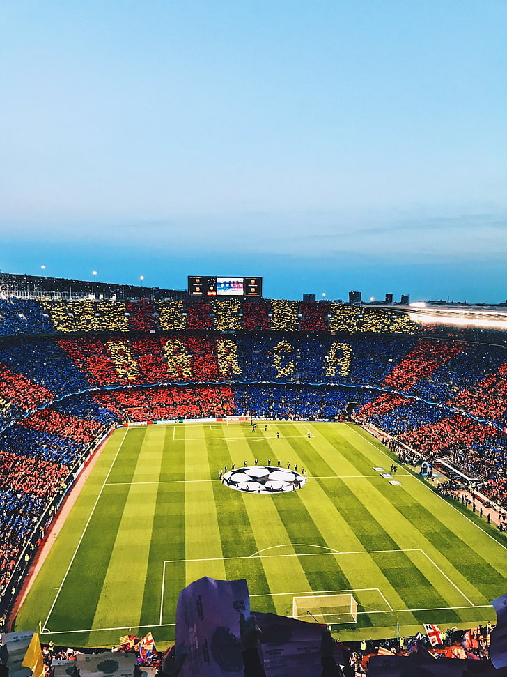 FC Barcelona, Camp Nou, soccer clubs, stadium, group of people, HD wallpaper