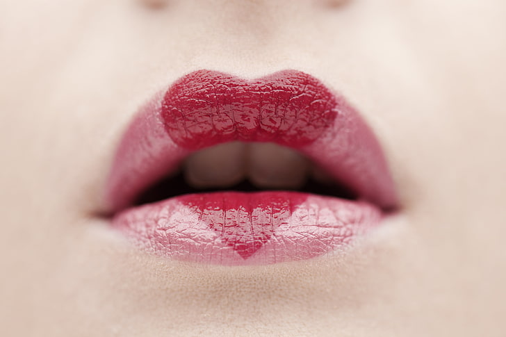 HD wallpaper: woman's pink lips, lipstick, heart, emotion, mood, human Lips  | Wallpaper Flare