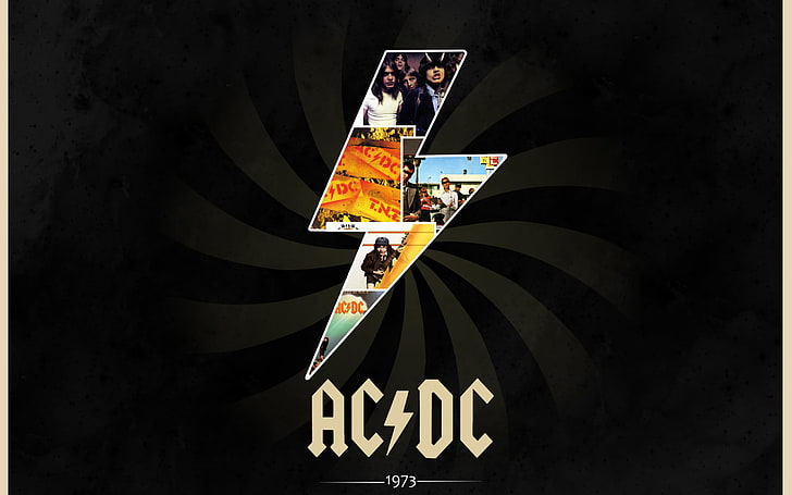 AC DC Back 1973, AC/DC band logo, Music, music band, no people