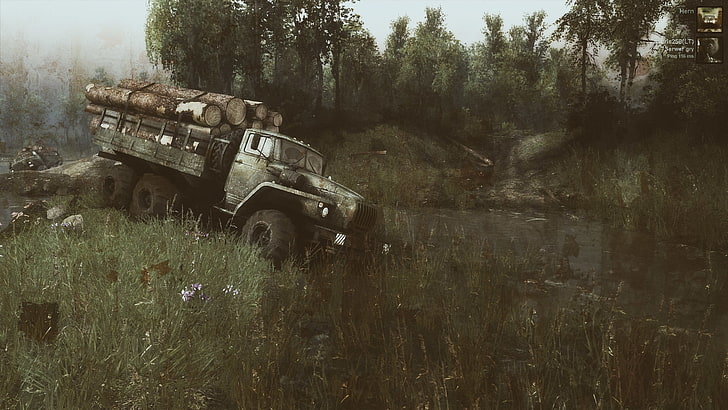 white utility truck, Ural, The roads, spin tires, Open world