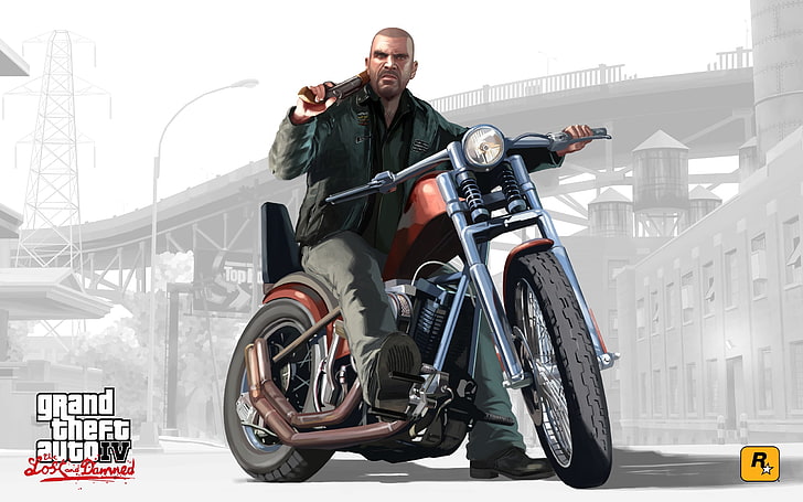 Grand Theft Auto IV illustration, johnny, biker, gta 4 lost and damned, HD wallpaper