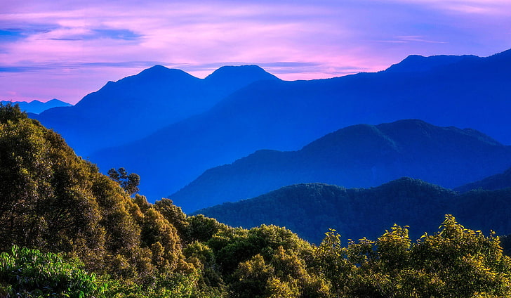 blue, sky, purple, nature, mountains, landscape, scenics - nature, HD wallpaper