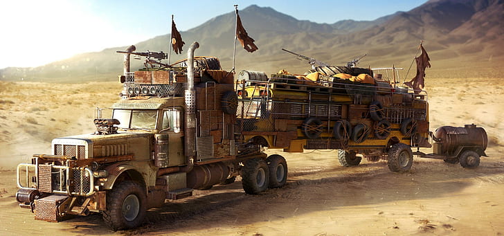 vehicle, Mad Max, artwork, Mad Max: Fury Road, apocalyptic, HD wallpaper