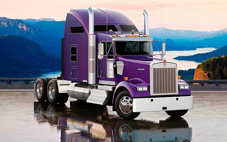 Hd Wallpaper Kenworth Purple And Silver Kenworth Freight Truck Cars 1920x1200 Wallpaper Flare