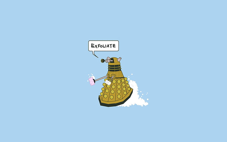 Exfoliate wallpaper, Daleks, Mr. Clean, Doctor Who, minimalism