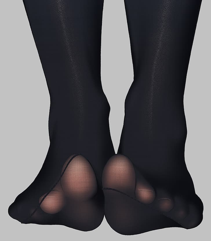 anime, feet, pantyhose, black stockings, HD wallpaper