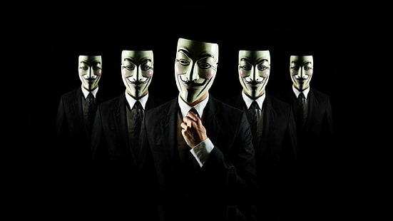 HD wallpaper: Hackers Organisation, vendetta folk mask and hat