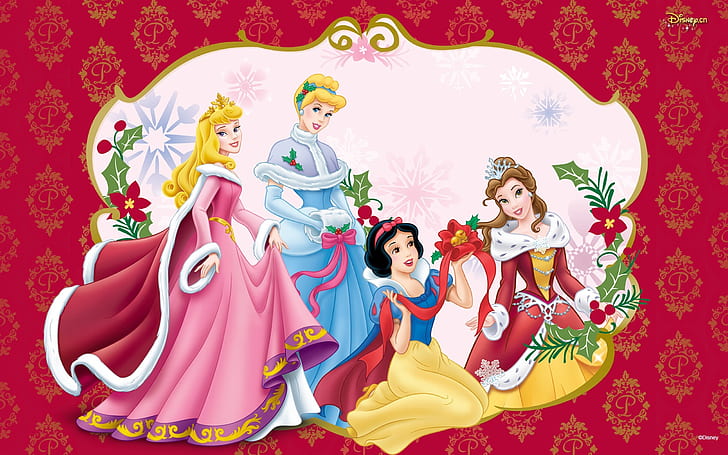 Christmas party princesses, disney princess, HD wallpaper