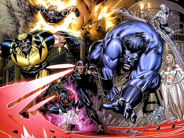 X-men character poster, Beast (Marvel Comics), Cannonball  (Marvel Comics), HD wallpaper