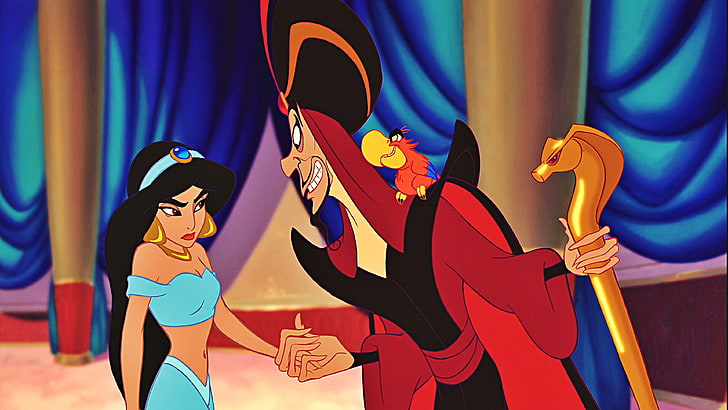 HD wallpaper: Jafar Wizard And Jasmine Princess In Aladdin Cartoon Walt  Disney Screencaps 3840×2160 | Wallpaper Flare