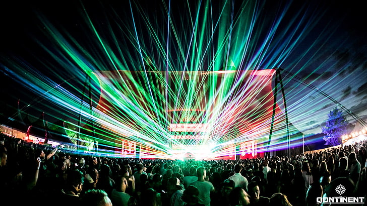 The Qontinent, festivals, stages, colorful, lights, lasers, HD wallpaper