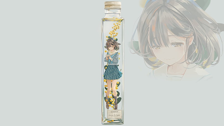 anime, manga, anime girls, simple background, gray background, HD wallpaper