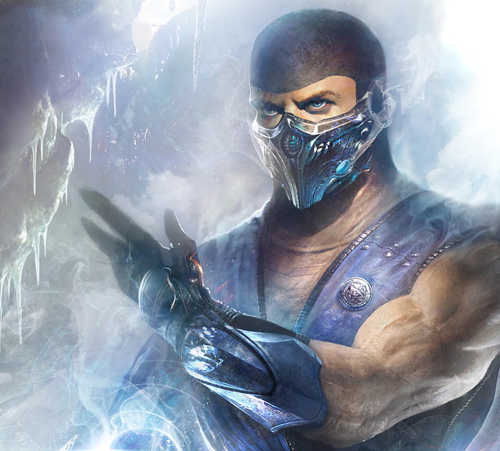 Sub-Zero from Mortal Kombat, ice, ninja, men, people, one Person
