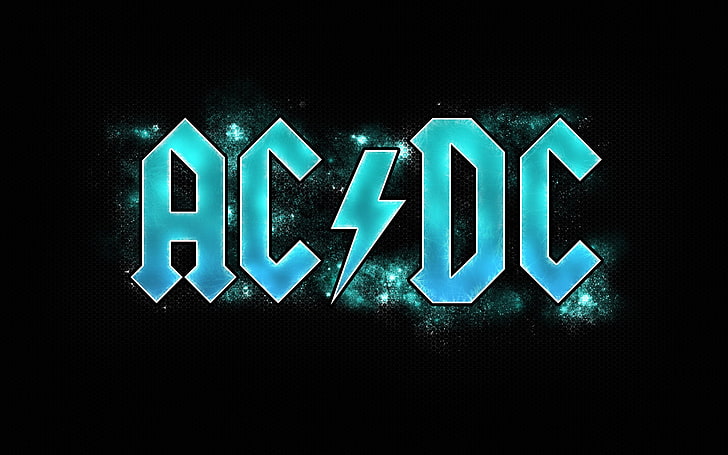 AC-DC logo, acdc, graphics, background, font, light, glowing, HD wallpaper