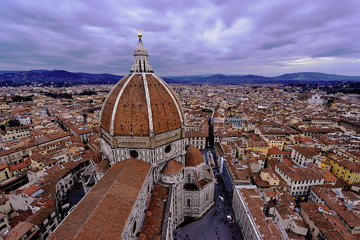 Italy, panorama, Cathedral, Florence, the dome, Santa Maria del Fiore, HD wallpaper