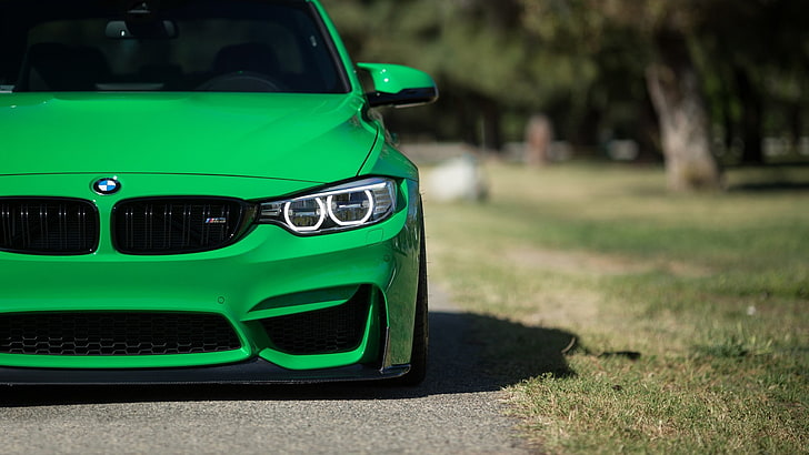 photography, BMW, green, Headlights, BMW M3, car, green color