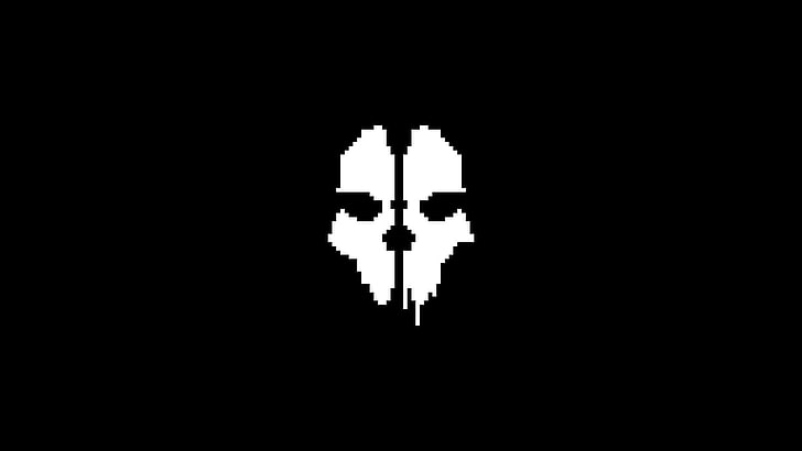 white and black illustration, pixel art, pixels, Call of Duty: Ghosts