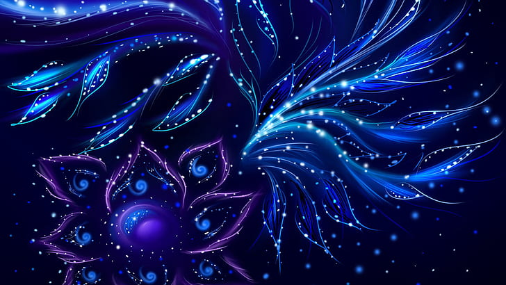 Download Neon Flower Aesthetic Dark Blue Hd Wallpaper  Wallpaperscom