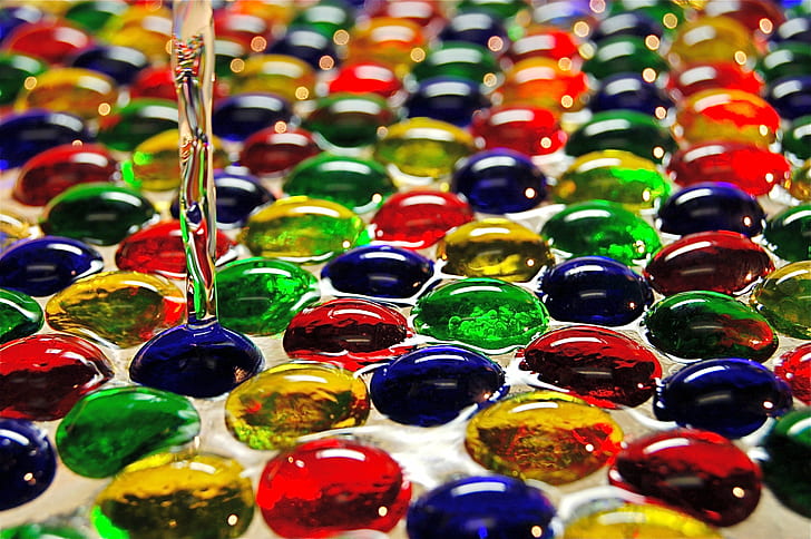 multicolored inks in glass, Water Glass, game  token, Macro, Mondays
