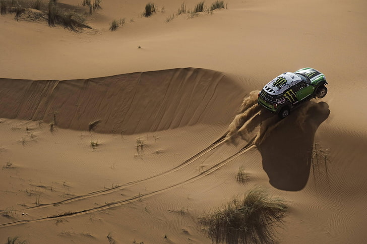 desert, Rally, car, Sand Dunes, vehicle, Mini Cooper, land, HD wallpaper