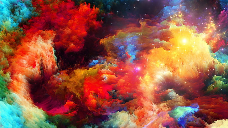 multicolored smoke wallpaper, colorful, space art, nebula, artwork