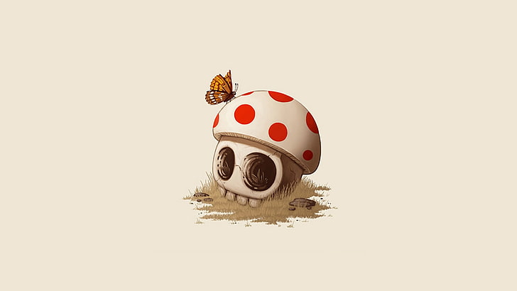 red and white mushroom illustration, Super Mario, video games