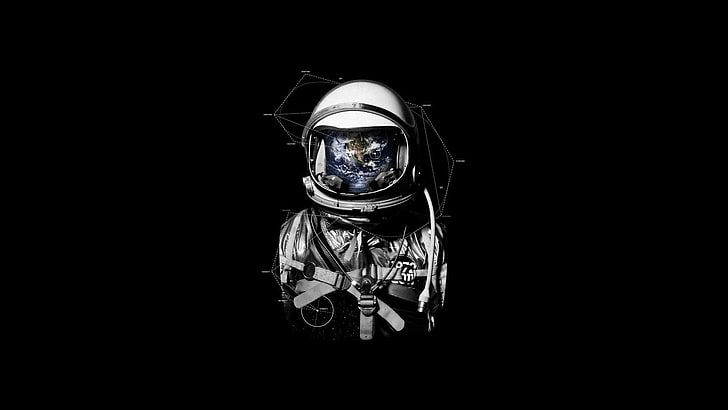 astronaut wallpaper, spacesuit, simple background, suits, black background, HD wallpaper