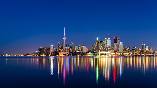 Wallpaper 4k night city view from above skyscrapers toronto canada 4k  Wallpaper