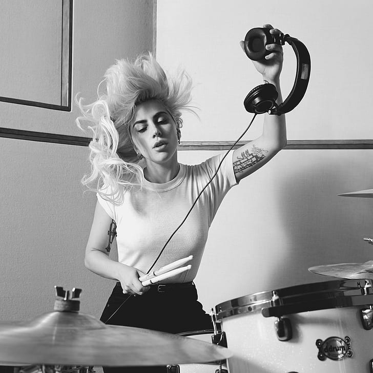 women, Lady Gaga, headphones