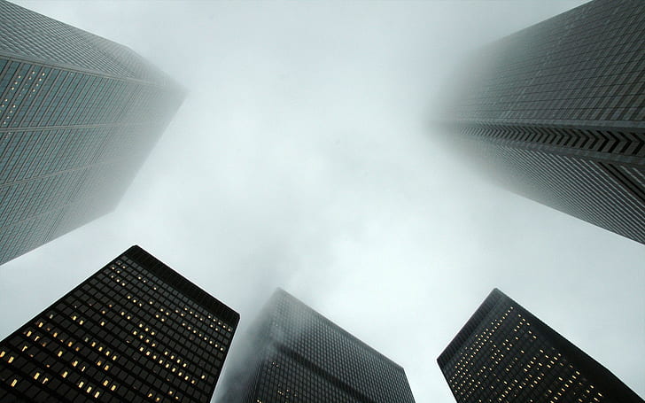 Buildings Skyscrapers Fog Mist Toronto TD Centre HD, cityscape