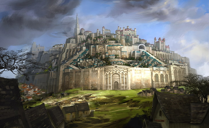 Guild Wars 2, gray fantasy castle wallpaper, Games, Citadel, concept art, HD wallpaper