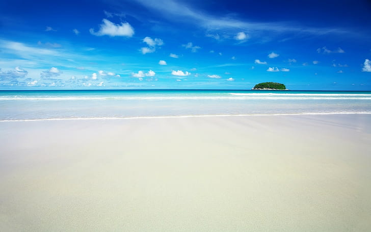 beach, sea, land, sky, water, horizon over water, cloud - sky, HD wallpaper