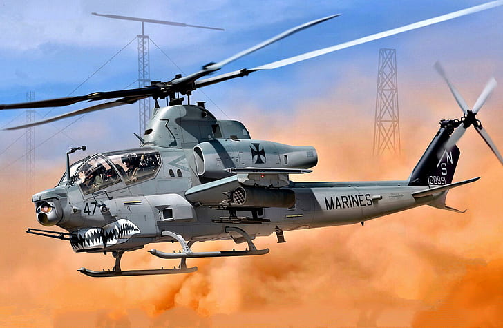 Military Helicopters, Bell AH-1Z Viper, Aircraft, Artistic, HD wallpaper