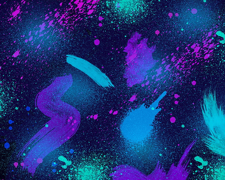 purple, teal, and blue paint digital wallpaper, abstract, graphic design