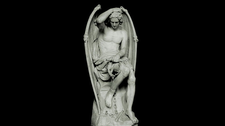 Guillaume Geefs, Lucifer, sculpture, HD wallpaper