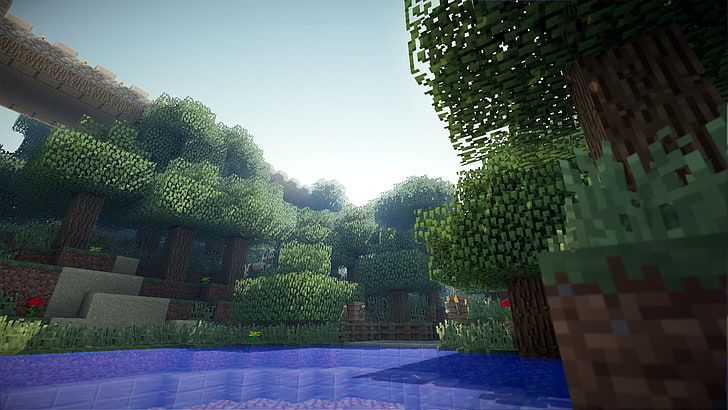 green leafed tree Minecraft application, untitled, architecture, HD wallpaper