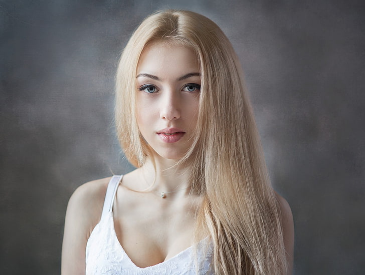 women, face, simple background, portrait, blonde, looking at viewer