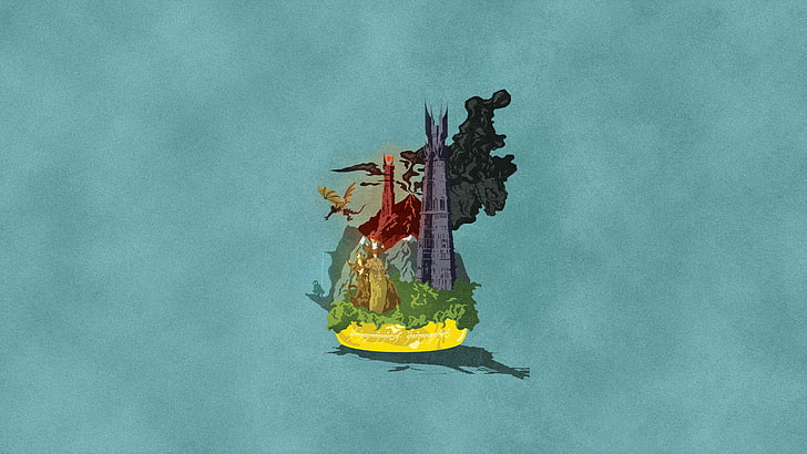 multicolored abstract illustration, The Lord of the Rings, minimalism